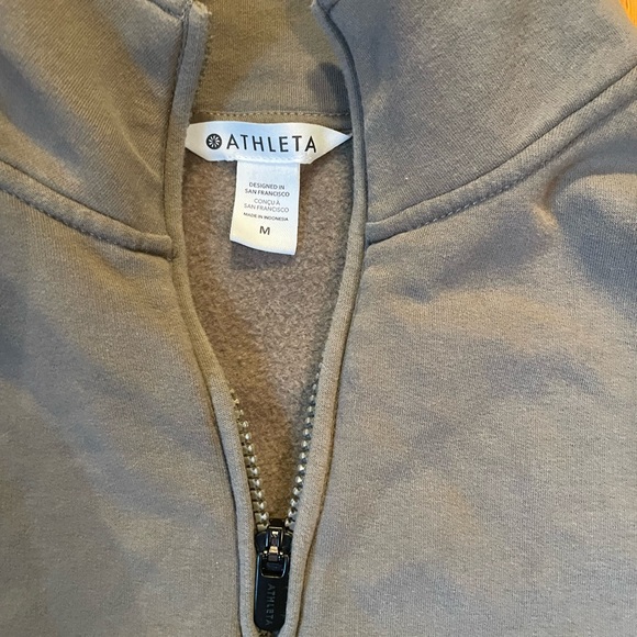 Athleta Women’s Olive Half-Zip Forever Fleece Sweater Size M - Picture 7 of 9